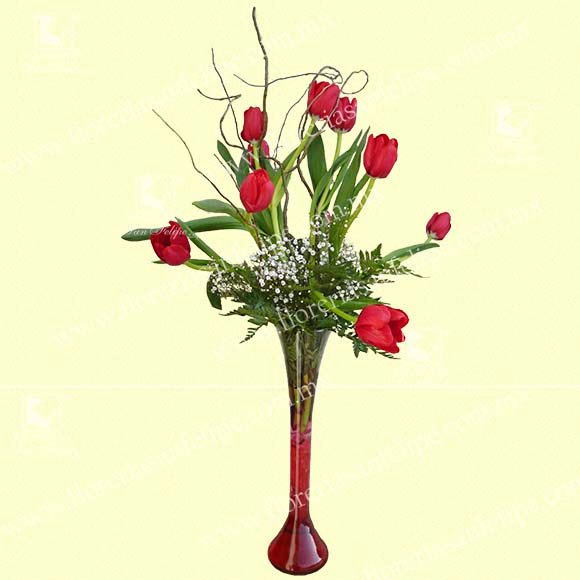 Yarda De Cristal Con 10 Tulipanes